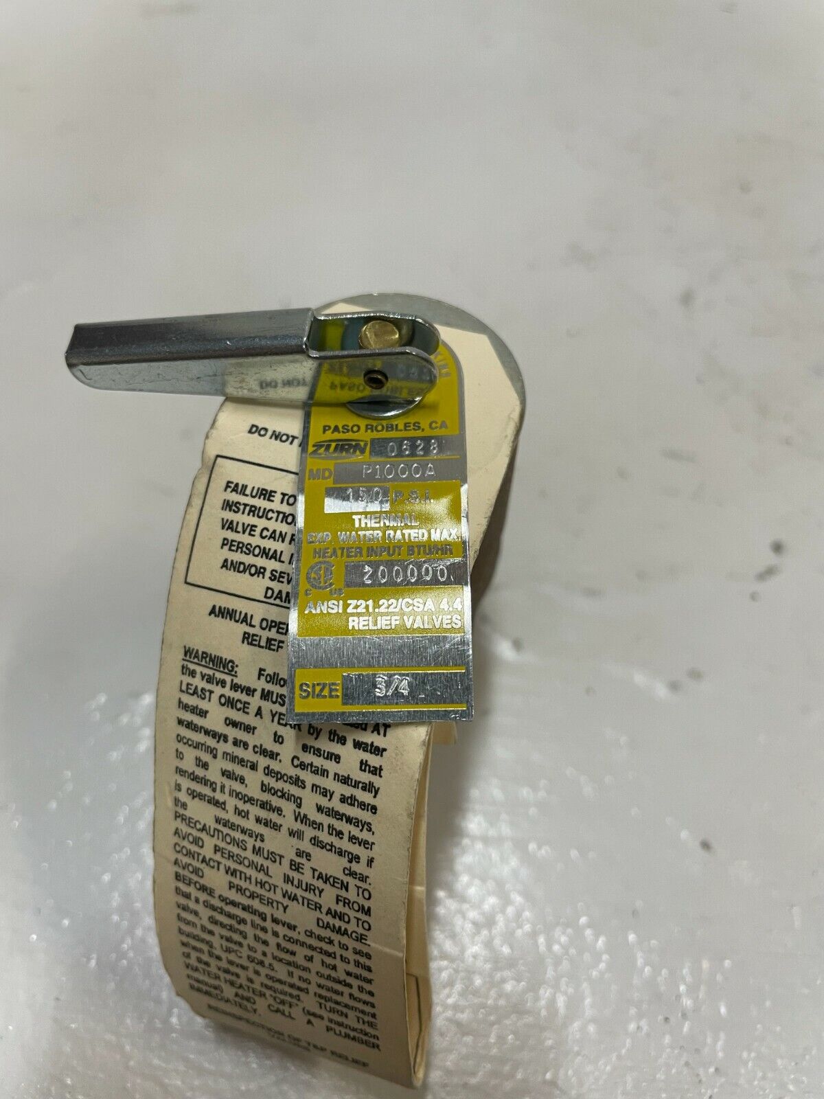 3/4" P.S.I. Relief Valve 0628 | MD P1000A | 150 P.S.I.
