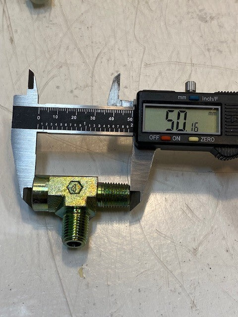 11 Qty of Hydraulic Tee Male x Male x Female 4 | 50mm L 14mm Thread (11 Qty)