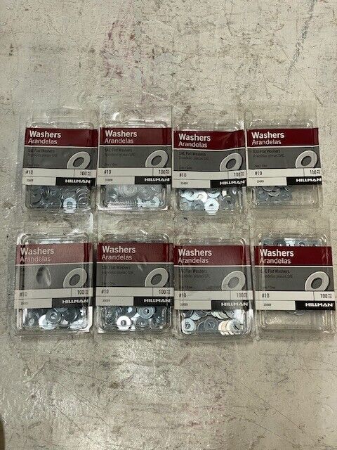 800pcs of Hillman #10 SAE Flat Washers 35009 8 Packs of 100 (800 Quantity)