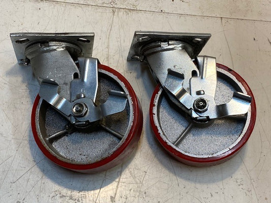 2 Quantity of Colson 6" Swivel Caster Red Wheels 6x2 (2 Quantity)