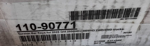 Torsion Bar Keys For 2020 GM 2500HD / 3500HD |  2WD/4WD Trucks 110-90771