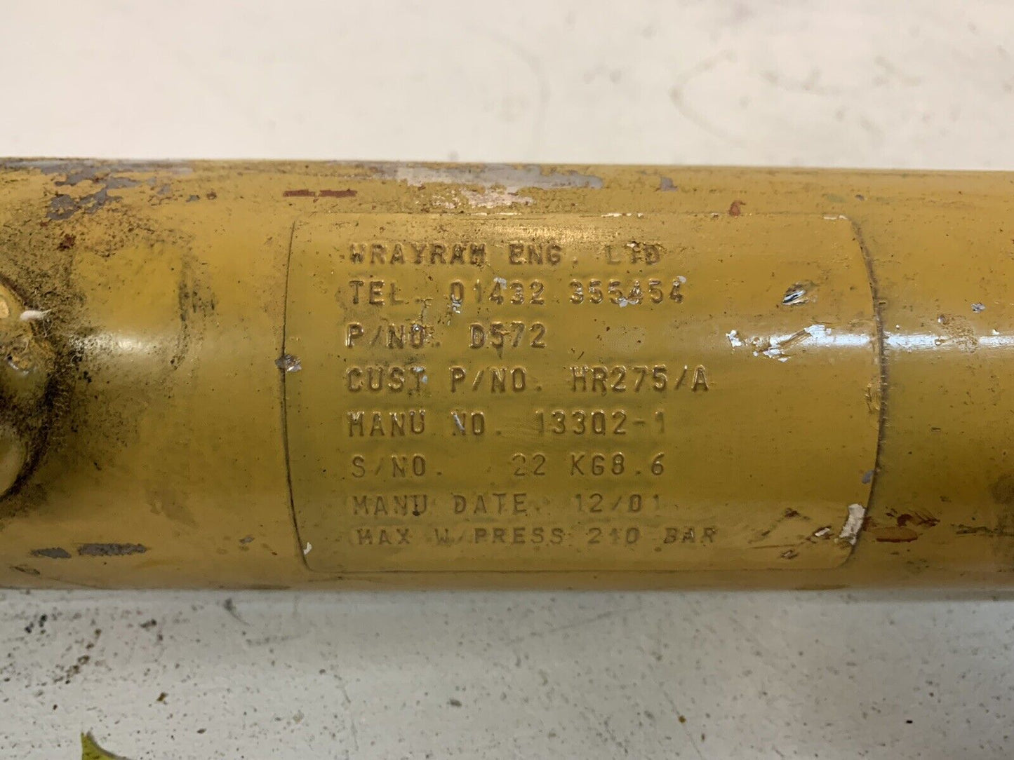 Wrayram Eng. D572 Hydraulic Cylinder HR275/A | 13302-1 | Mesaurements pictured