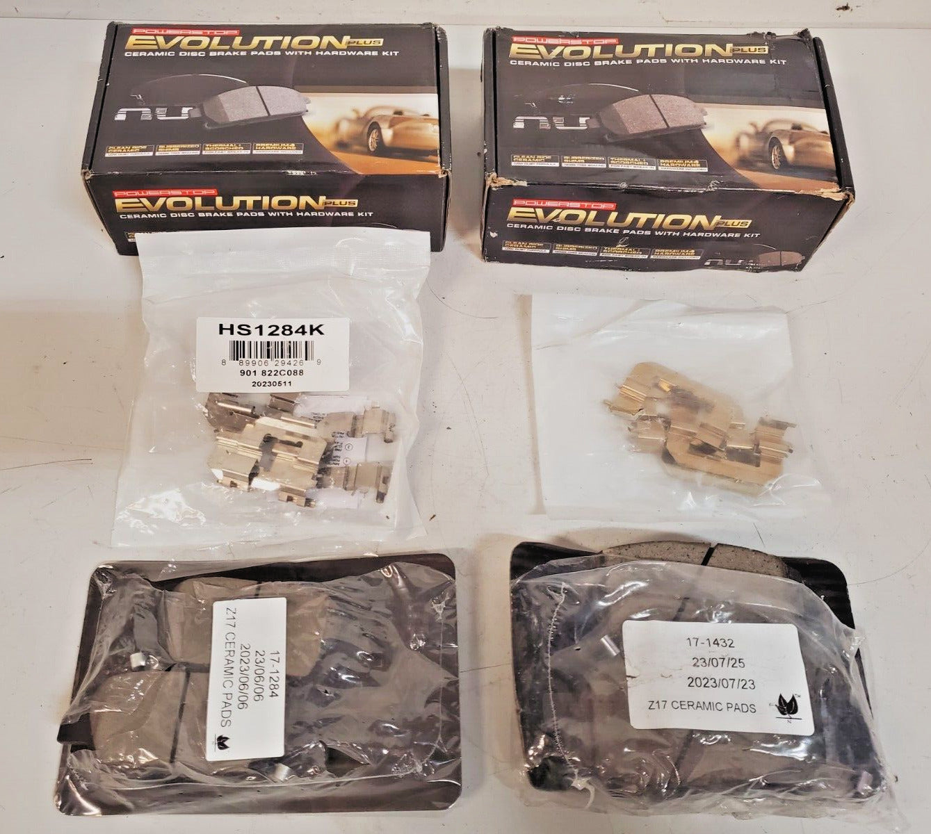 8 Qty. of PowerStop Z17  Ceramic Brake Pads w/Hardware 17-1432 & 17-1284 (8 Qty)