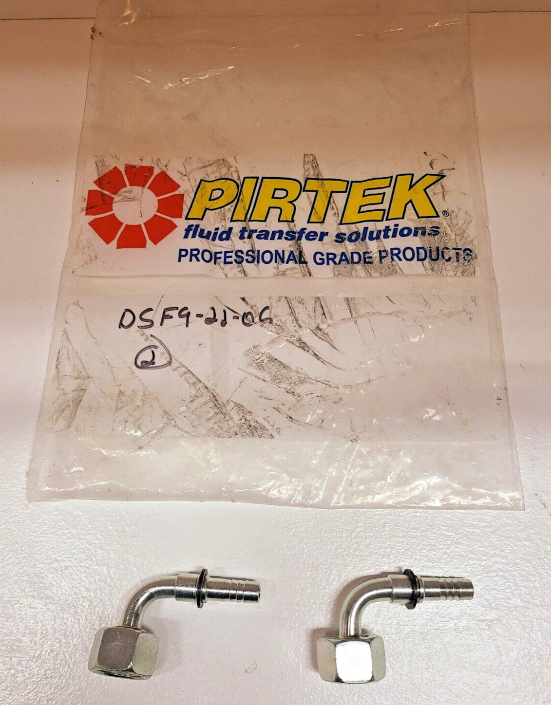 2 Qty of Pirtek Female Flat Face O-Ring 90 Degree DSF9-22-06 (2 Qty)