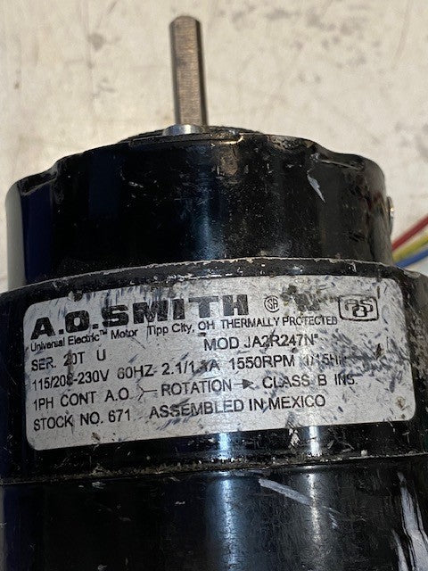 A.D. Smith JA2R247N Refrigeration Fan Motor 115/208-230V 60Hz 2.1/1.1A 1550RPM