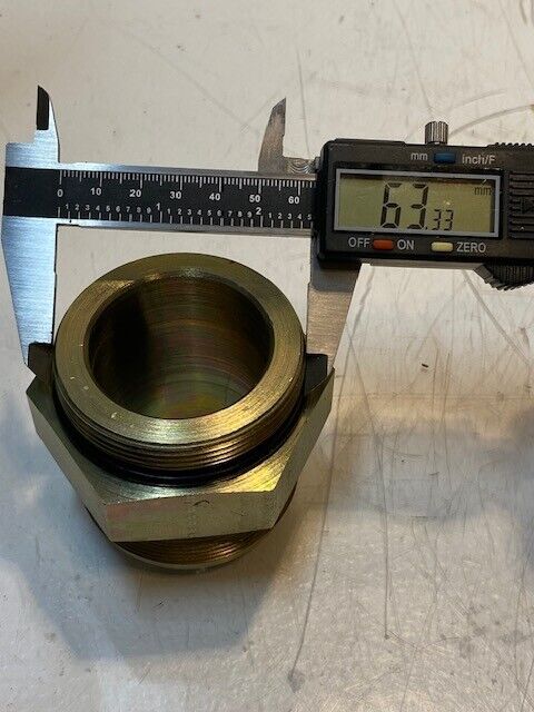 Parker Pipe Hex Fitting Adapter 2-3/4" H 45mm Bore 63mm Thread 70mm Hex