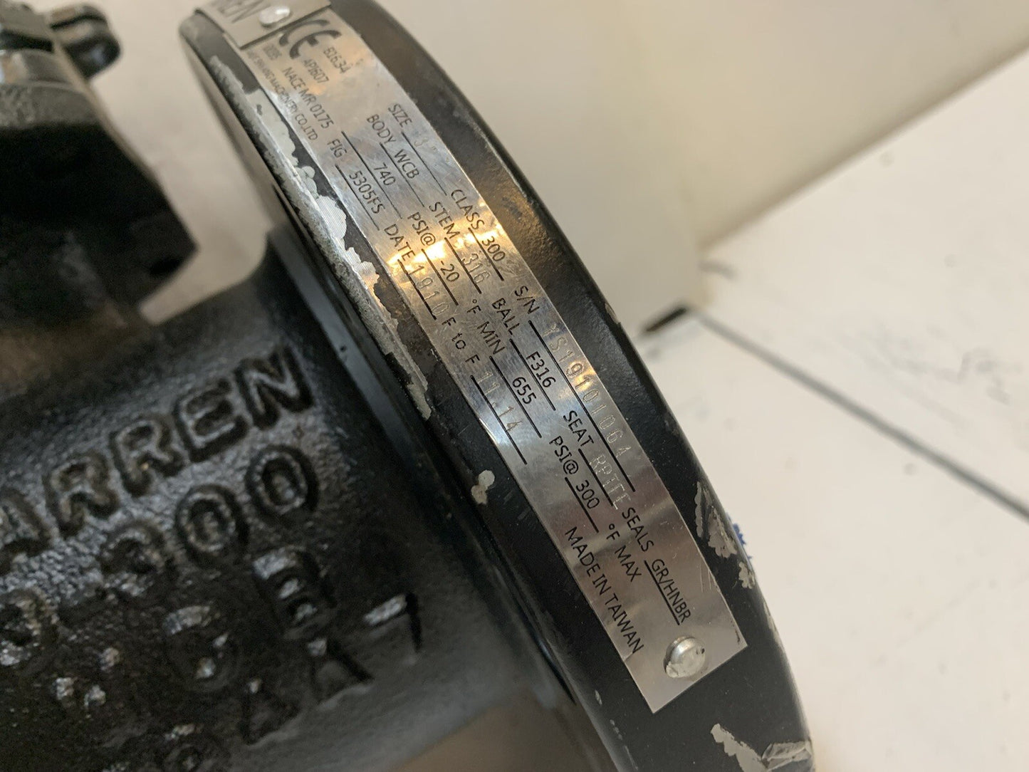 Warren 3” Swing Check Valve 3-300 WCB J94A7 | F316 Ball | 5305FS | YS19101064