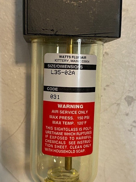 Watts Fluidair Pneumatic Lubricator L35-02A | 6" L 1-1/2" W 11mm Thread