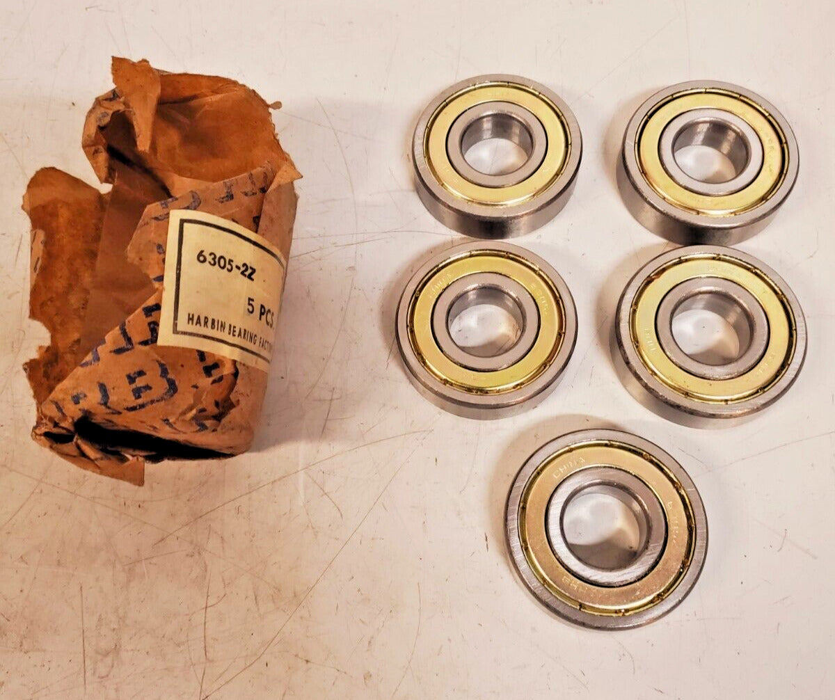 5 Qty of Harbin Bearing Factory Deep Groove Ball Bearings 6305-2Z | 6305Z(5 Qty)