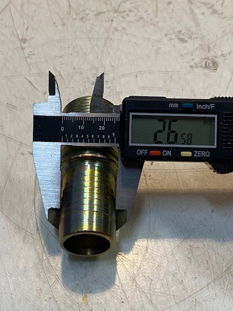 2 Qty of Hydraulic Hose Fittings 3-1/8" L 33mm Thread 27mm Nose 21mm ID (2 Qty)