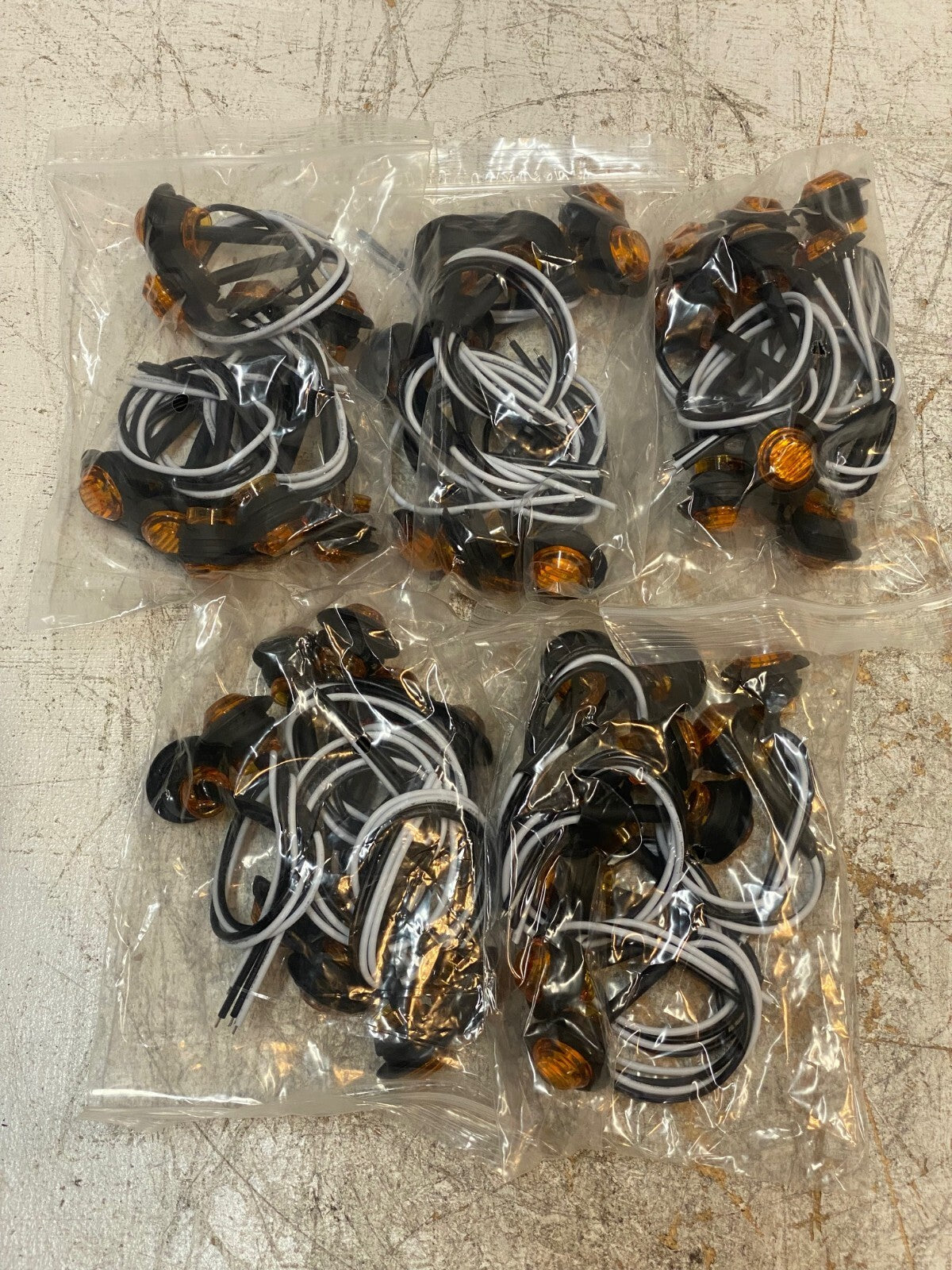 (200 Quantity) 4 Bags of 50-Pack Mini Round 3/4" Clear Lens Amber LED Buttons
