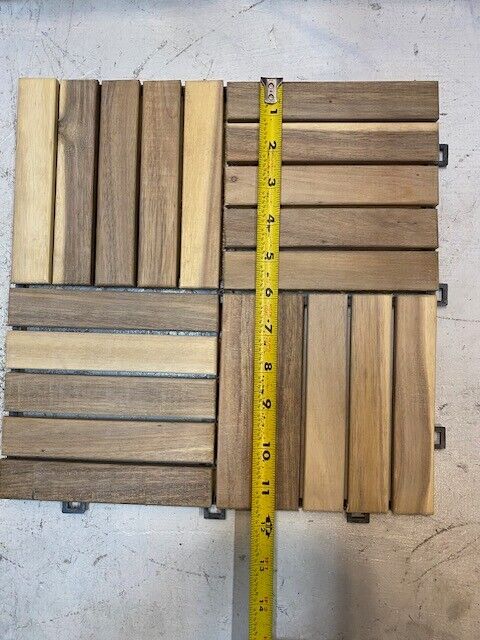 2 Qty of Pack of 10 Acacia Hardwood Interlocking Patio Tiles 12"x12" (20 Total)