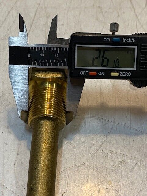 6 Qty of Brass Hex Thermowells 4-1/8" L 30mm Inside Thread 17mm Shaft (6 Qty)