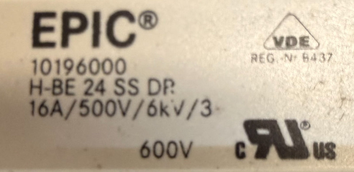EPIC H-BE-24-SS-DR Heavy Duty Industrial Male Connector Insert 10196000