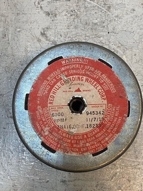 Red Hill Grinding Wheel 945342 6000 RPM ZNA16 OBHF 18253 6"