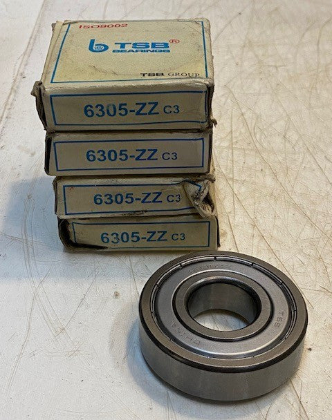 4 Quantity of TSB Bearings 6305ZZC3 | 6305ZZ | 25x62x17mm (4 Quantity)