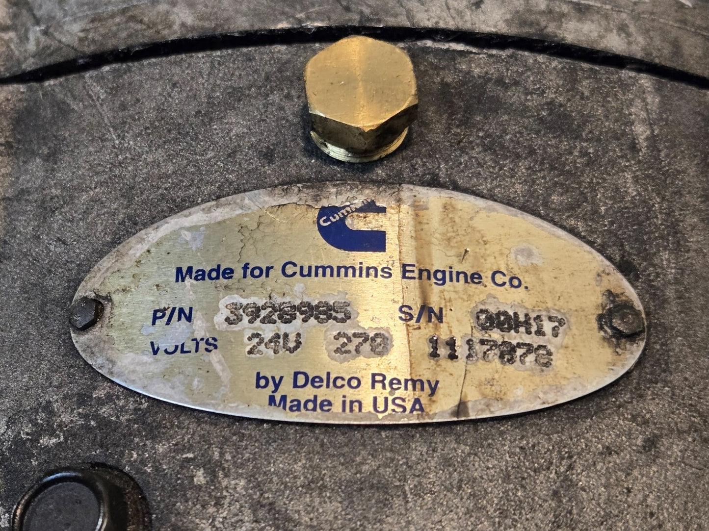 Delco Remy Generator 3928985 for Cummins | 24 V 270 A | 00H17 1117070