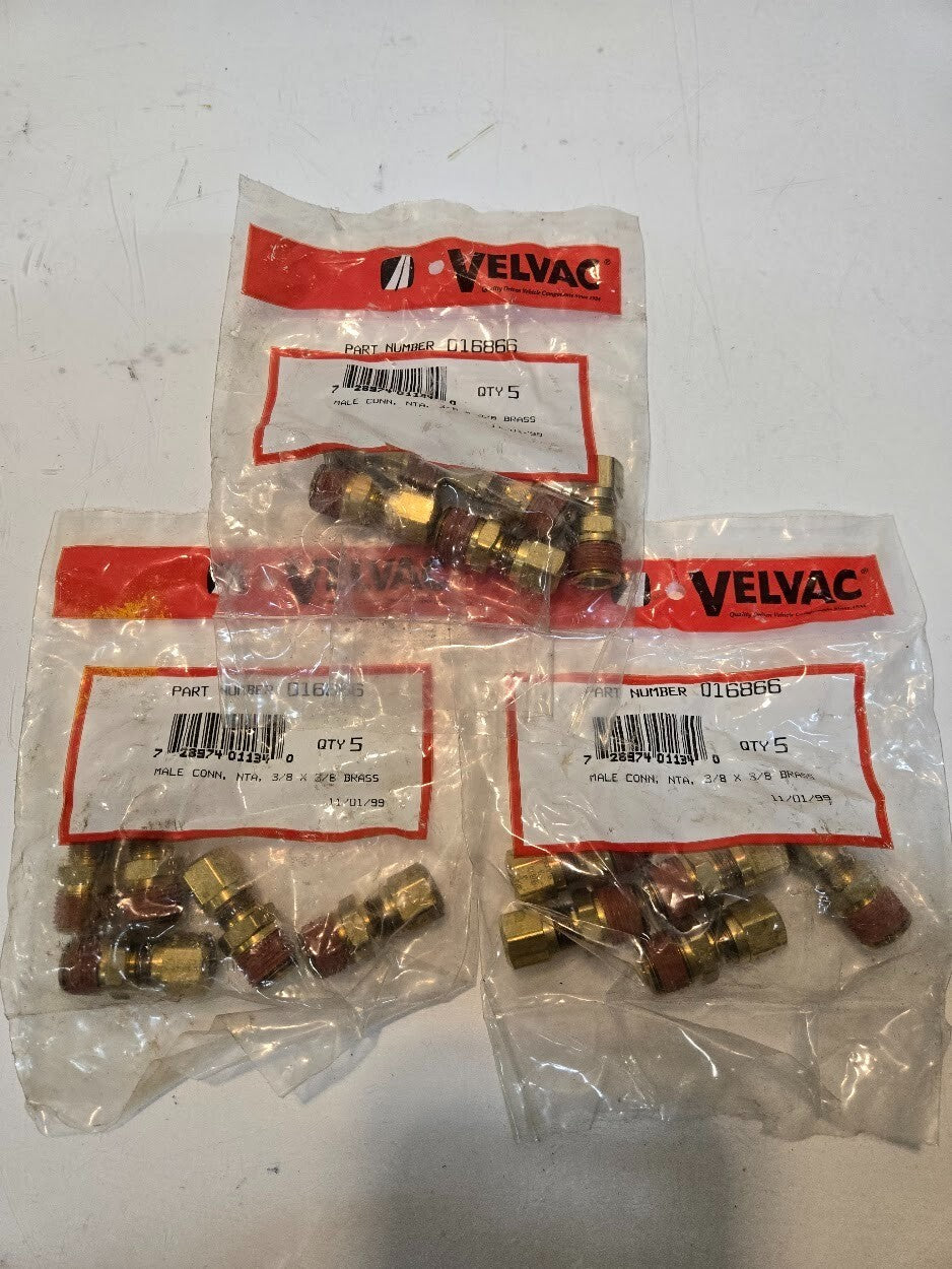 15 Quantity of Velvac 016866 Nylon Air Brake Tube Fitting 3/8"x3/8" (15 Qty)