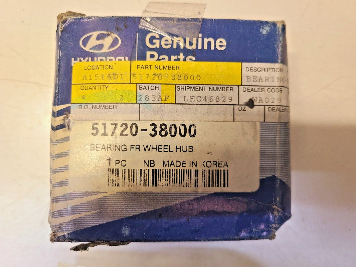 Hyundai Front Wheel Hub Bearing 51720-38000