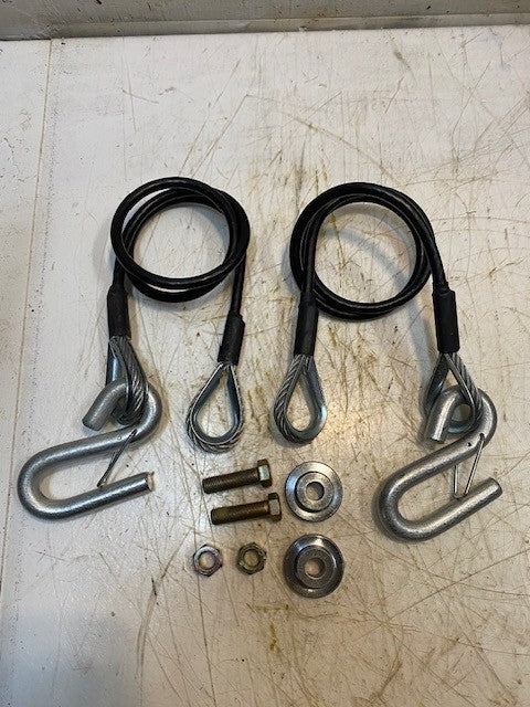 Set of 2 Trailer Safety Cables 36" Long w/ S Hooks & Hardware Tow Cable Set