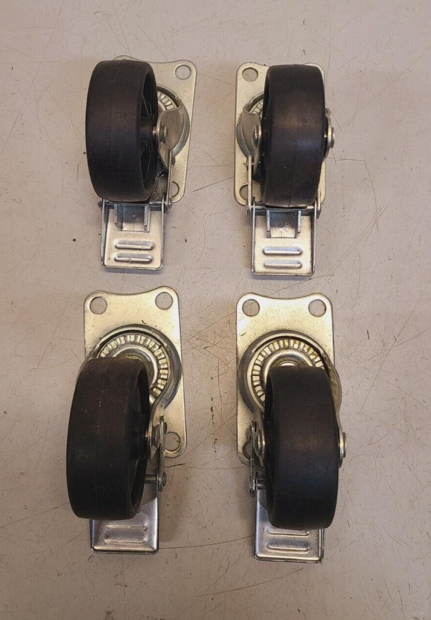4 Quantity of Heavy Duty Plastic Casters with Brake 3" Diameter (4 Qty)