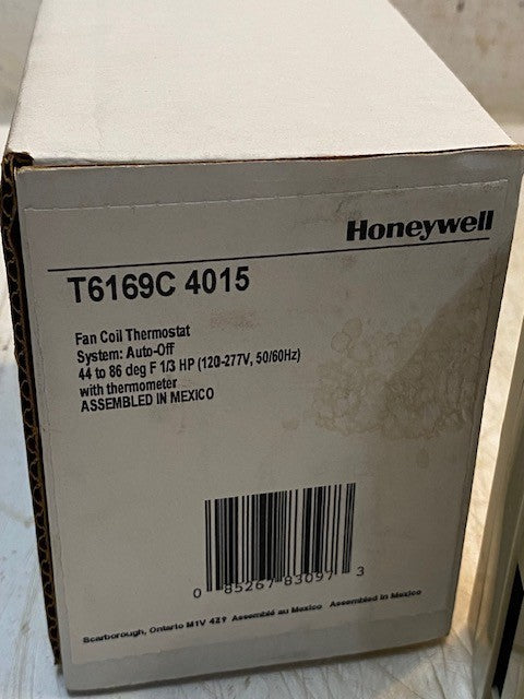 Honeywell T6169C 4015 Fan Coil Thermostat 44 to 86 deg F 1/3 HP 120-277V 50/60Hz