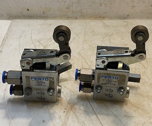 2 Qty of Festo V/O-3-1/8-ASY Stem Valve Assys w/ AL-01 Roller Levers (2 Qty)