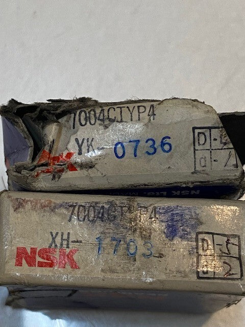 2 Quantity of NSK 7004CTYP4 Bearings 42mm OD 20mm Bore 12mm Thick (2 Quantity)