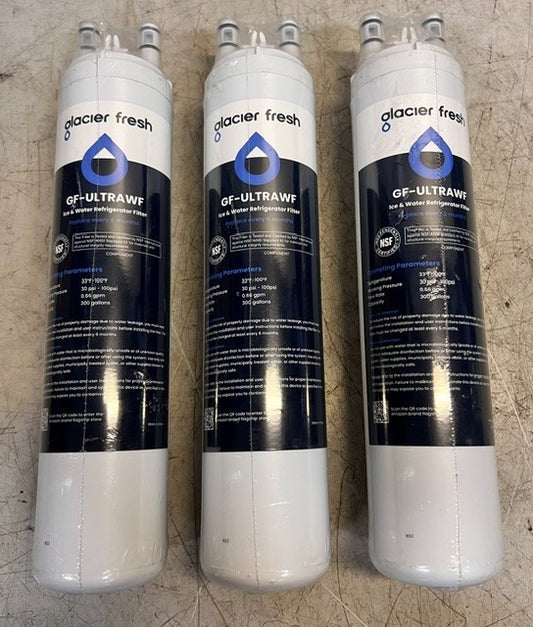 3 Quantity Glacier Fresh GF-Ultrawave Refrigerator Water Filter (3Qty)