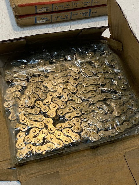 3 Quantity of Ansi Riv 40NP x 10Ft Roller Chains 240 Links (3 Quantity)