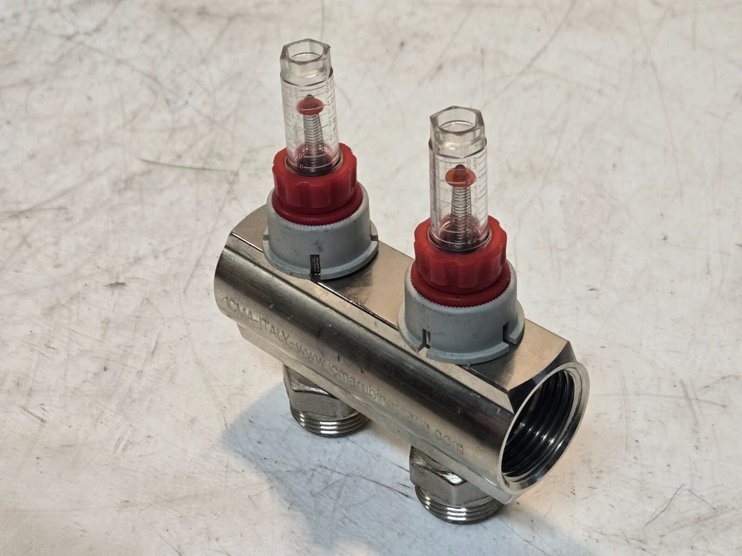 ICMA 2 Circuit Manifold with Flowmeters | ICMA-Italy | 1" Manifold | 3/4" Inlets