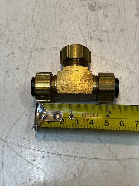 17 Quantity of Brass Compression Tee Pipe Fitting 17mm Thread 8mm ID (17 Qty)
