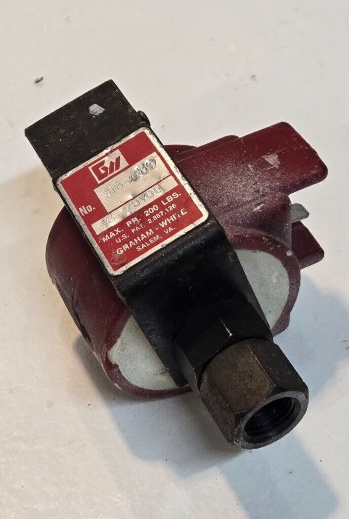 Graham White Compressor Solenoid Valve 816-059 | 48-75 VDC | Max. Pr. 200LBS