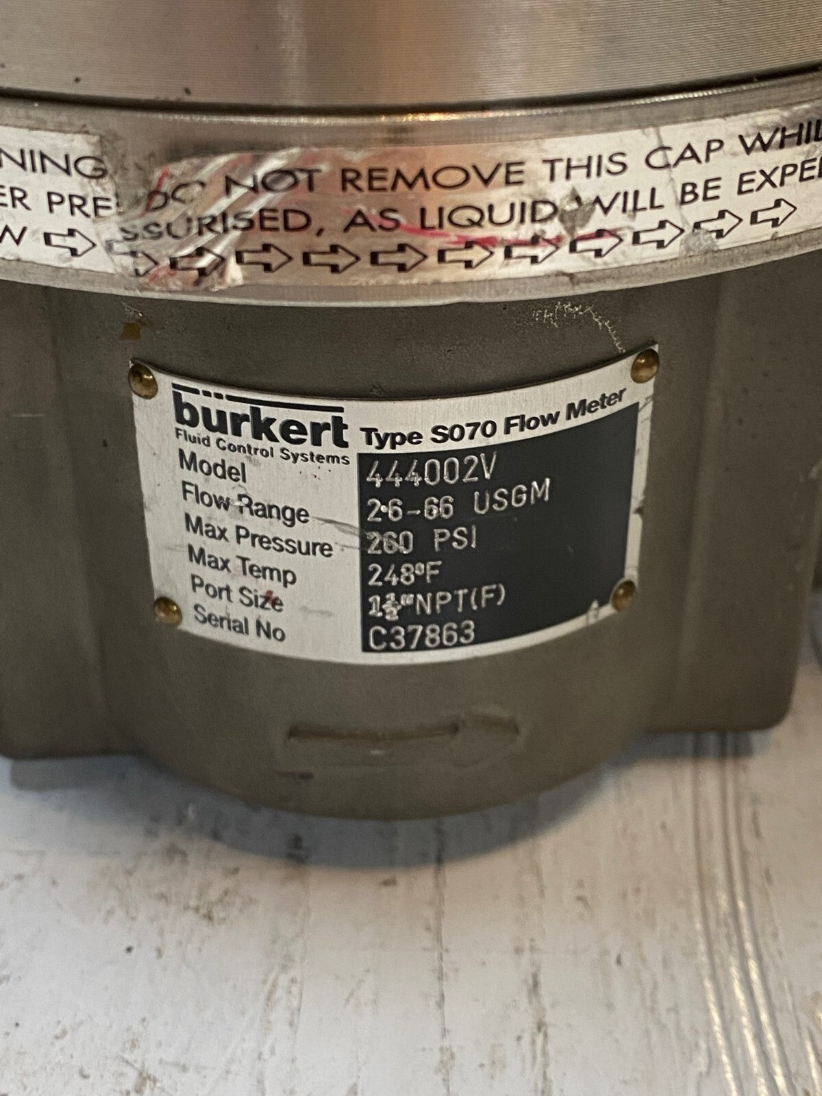 Burkert 444002V | C37863 Positive Displacement Sensor Fitting For Continuous Flo