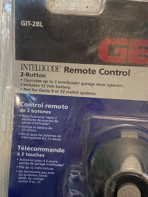 GENIE Intellicode Remote #GIT-2BL Garage Door Remote 2 Button