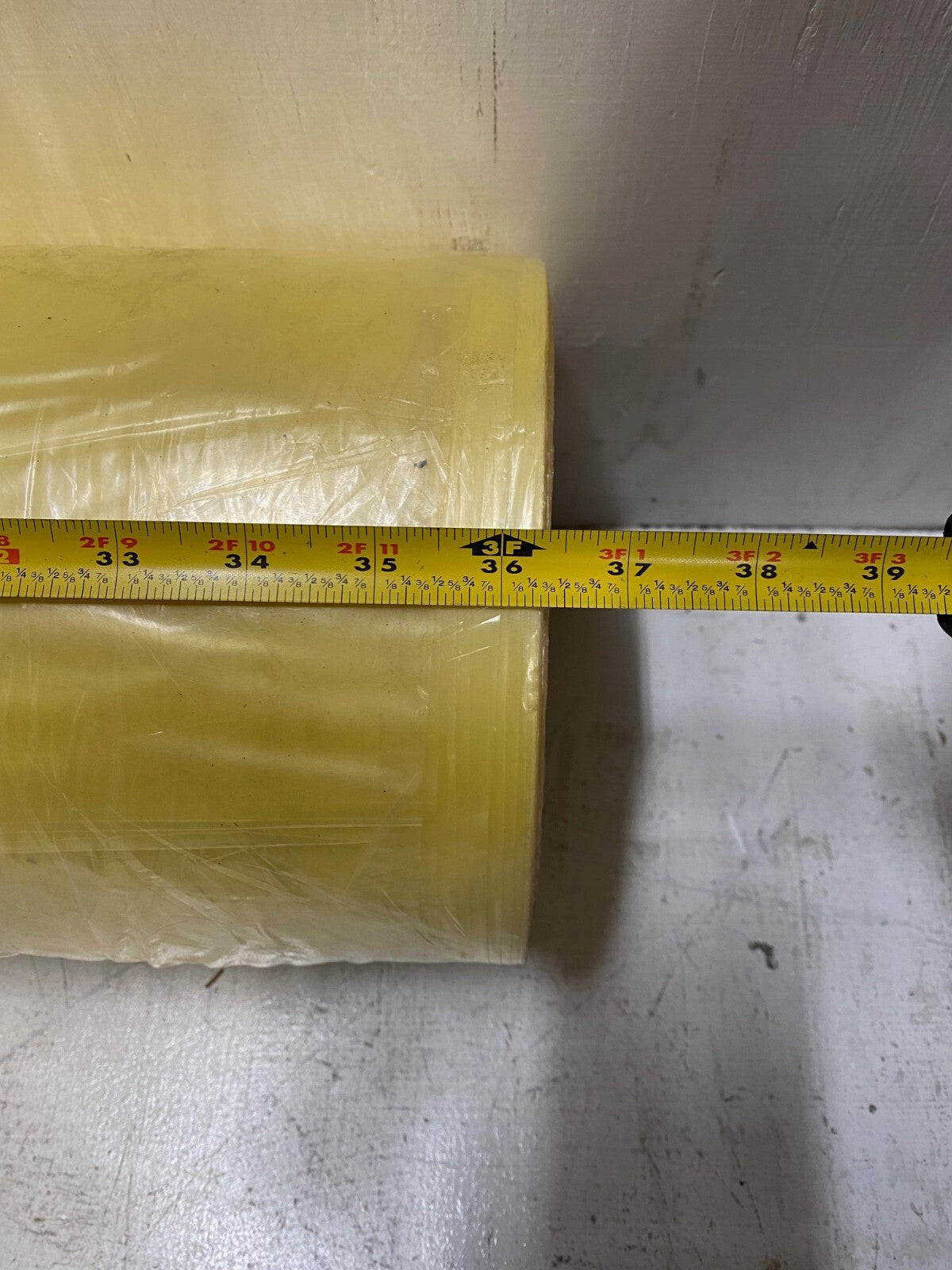 Yellow Plastic Sheeting Roll 36-3/8" Width 7-3/4" Roll Diameter