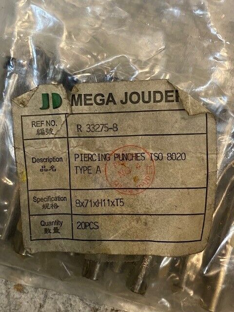 Pack of 20 JD Mega Jouder Piercing Punches ISO 8020 Type A | R33275-8