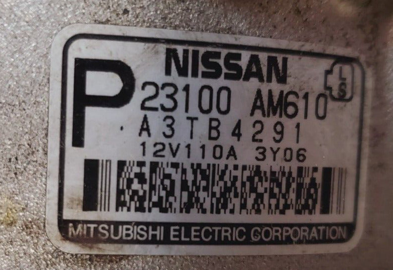 Mitsubishi Alternator for Nissan 23100 AM610 | A3TB4291 | 12V 110A | 3Y06