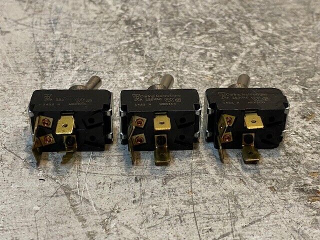 3 Quantity of Carling Technologies 1422R Toggle Switches 20A 250VAC (3 Qty)