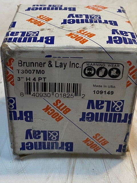Brunner & Lay 3" H 4 PT Carbide Rock Bit for Rock Drill T3007M0 Standard Thread
