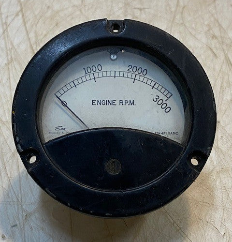 Sun Model M-2931 Vintage Round Analog Engine Tachometer 3000 RPM