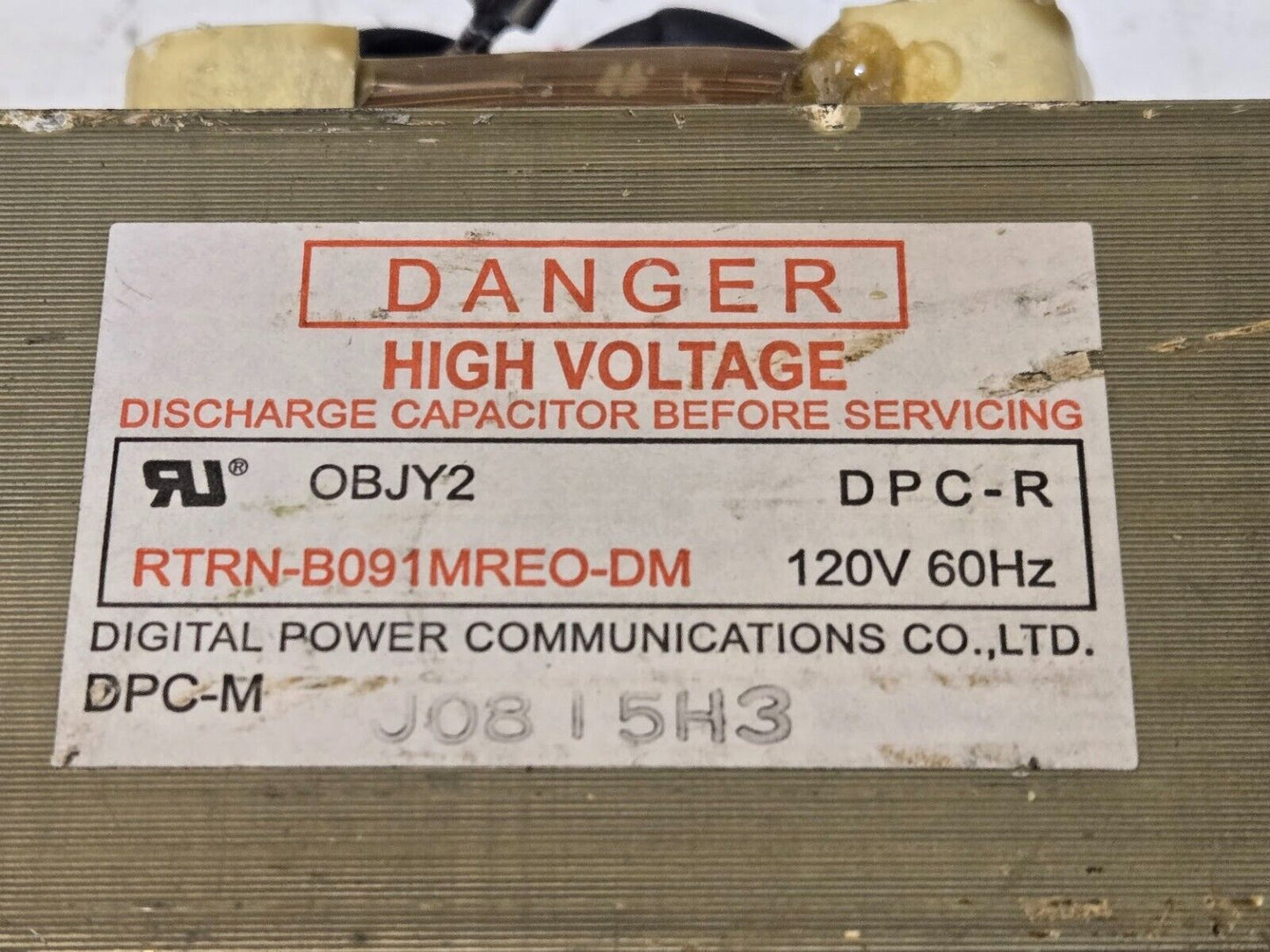 Transformer RTRN-B091MREO-DM 120V for Sharp Microwave