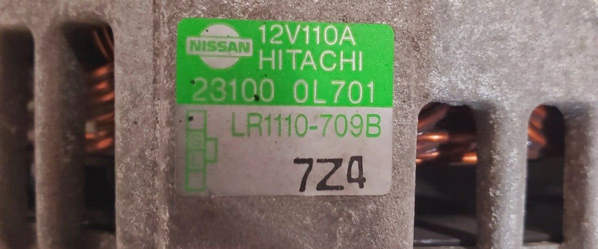 Nissan Hitachi Alternator 23100 0L701 | LR1110-709B | 12V 110A | 7Z4