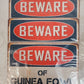 3 Qty Beware of Guinea Fowl Chic Rustic Retro Signs 8"x12" (3 Qty)