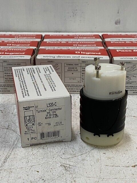 10 Qty of Pass & Seymour L520-C Turnlok Connectors 20A 125V 2P 3W (10 Qty)