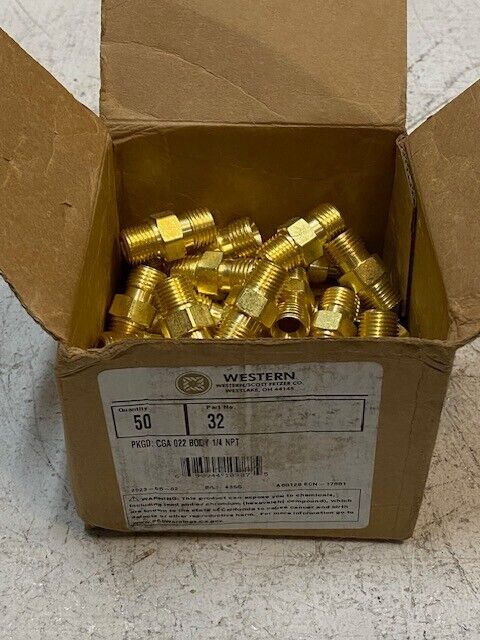 Box of 50 Qty of Western/Scott Fetzer Co. CGA 022 Body 1/4 NPT