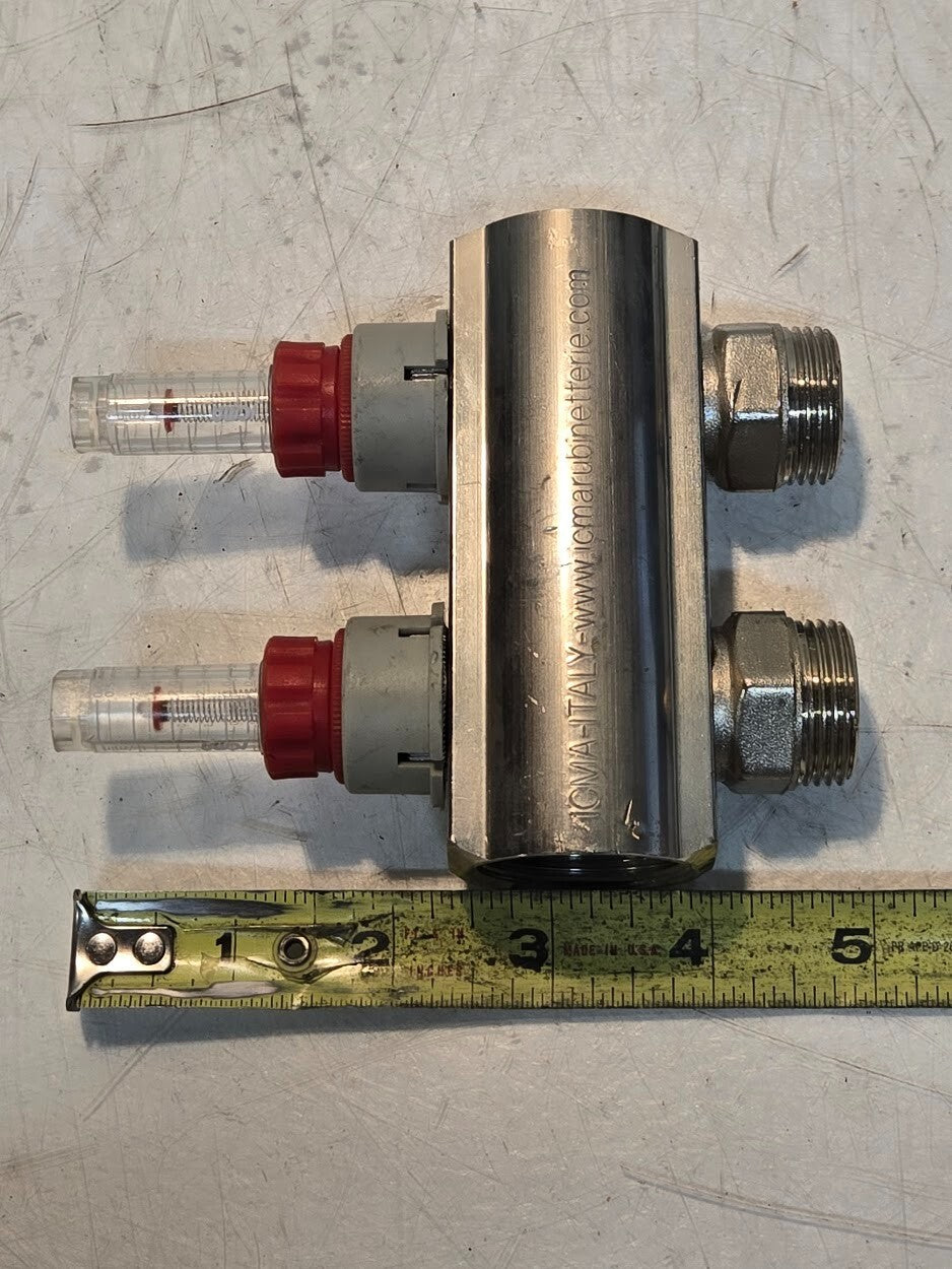 ICMA 2 Circuit Manifold with Flowmeters | ICMA-Italy | 1" Manifold | 3/4" Inlets