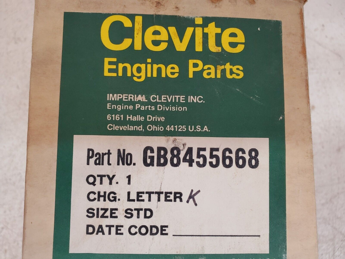 Clevite Engine Parts Main Bearing GB8455668 Letter K