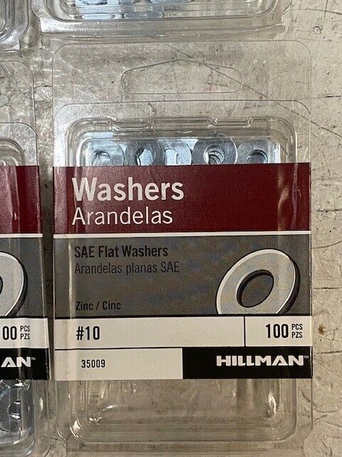 800pcs of Hillman #10 SAE Flat Washers 35009 8 Packs of 100 (800 Quantity)