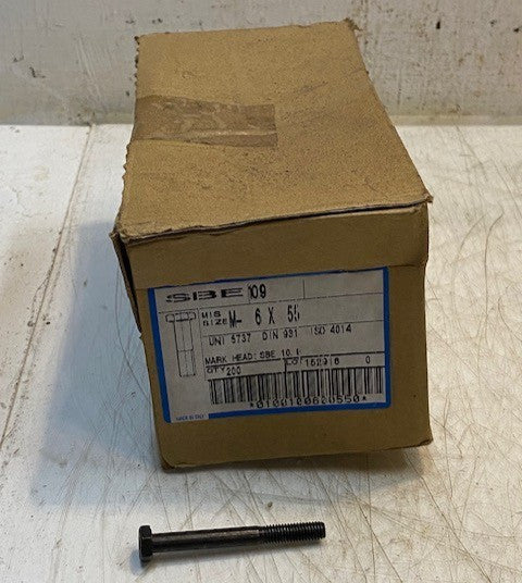 Box of 200 SBE 10.9 M-6x55 Hex Screws UNI 5737 DIN 931 ISO 4014